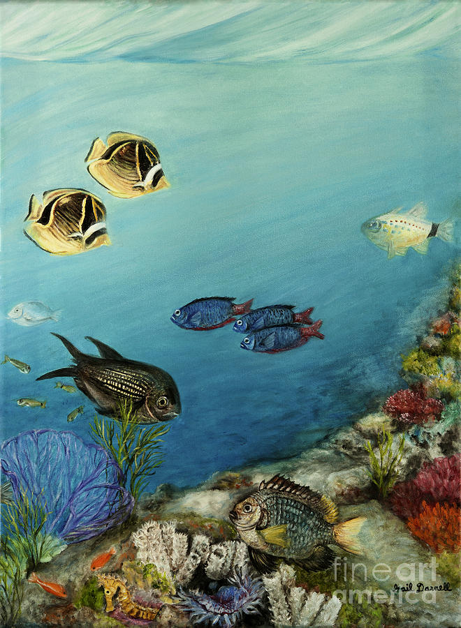 Fish Painting - Tropical Reef Fish by Gail Darnell