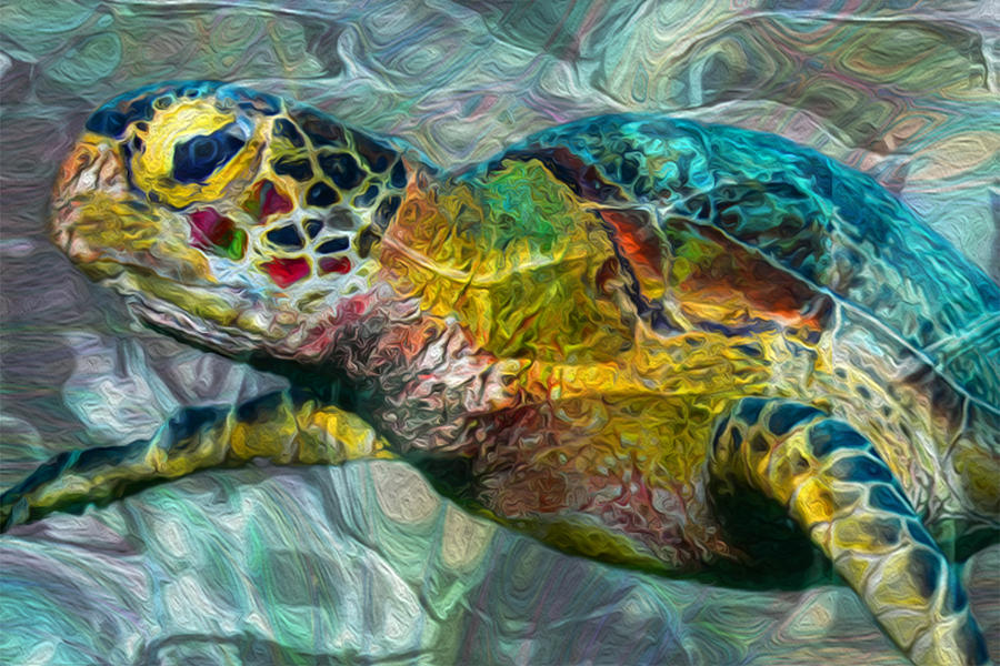 Turtle Painting - Tropical Sea Turtle by Jack Zulli