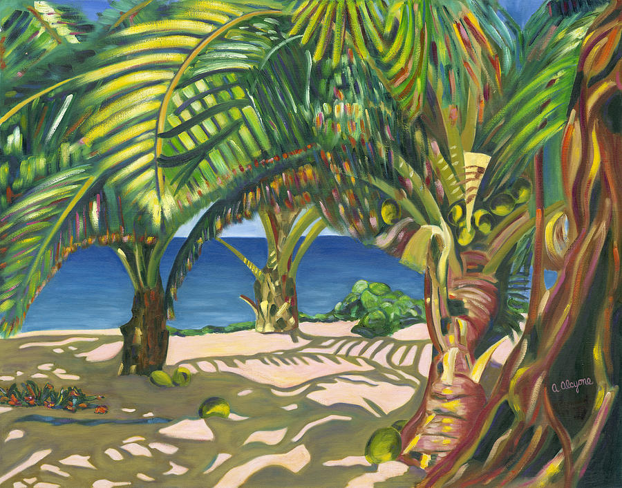 Tropical Painting - Tropical Shadows by Artimis Alcyone Tropical Painting - Tropical Shadows by Artimis Alcyone