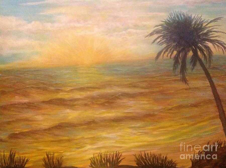 Beach Sunset Painting - Tropical sunrise  by Linea App