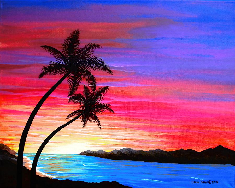 Tropical Sunset Painting by Carol Sabo
