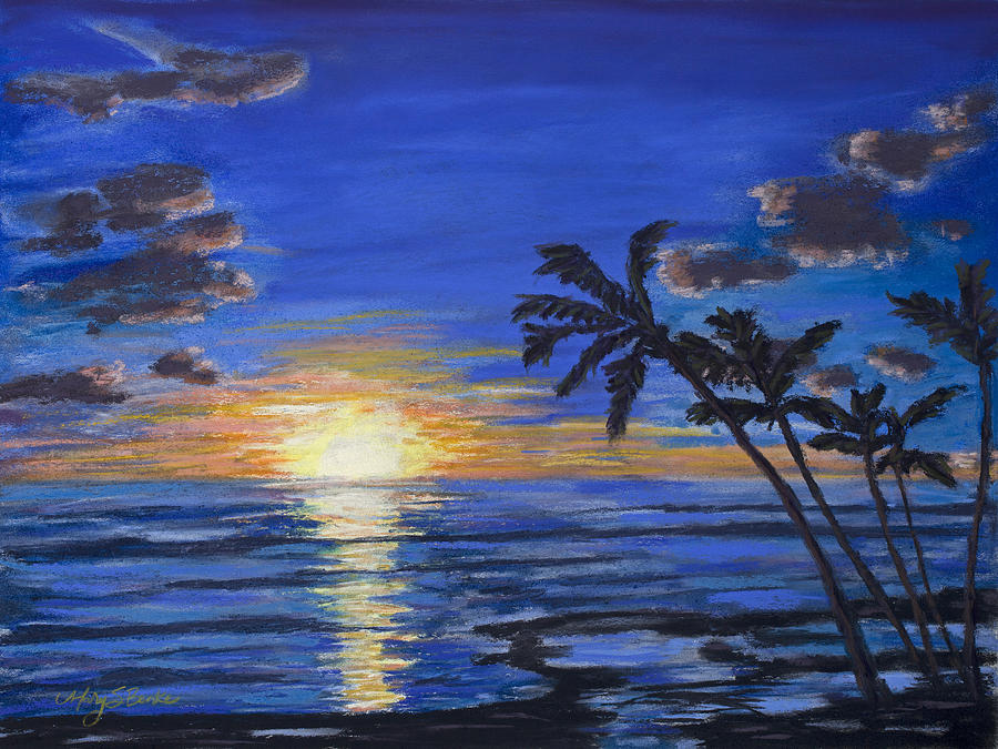 Tropical Sunset Painting by Mary Benke
