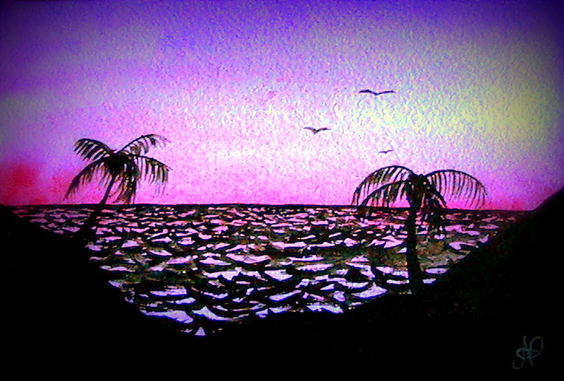 Tropical Sunset Painting by Nieve Andrea