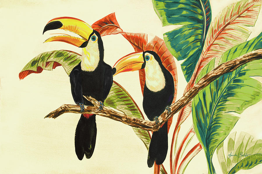 Bird Painting - Tropical Toucans I by Linda Baliko