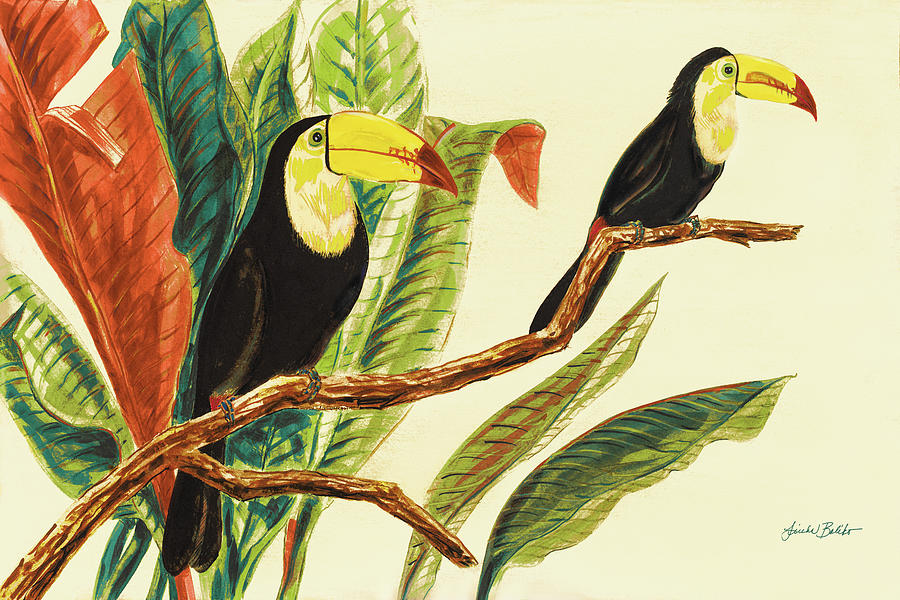 Bird Painting - Tropical Toucans II by Linda Baliko