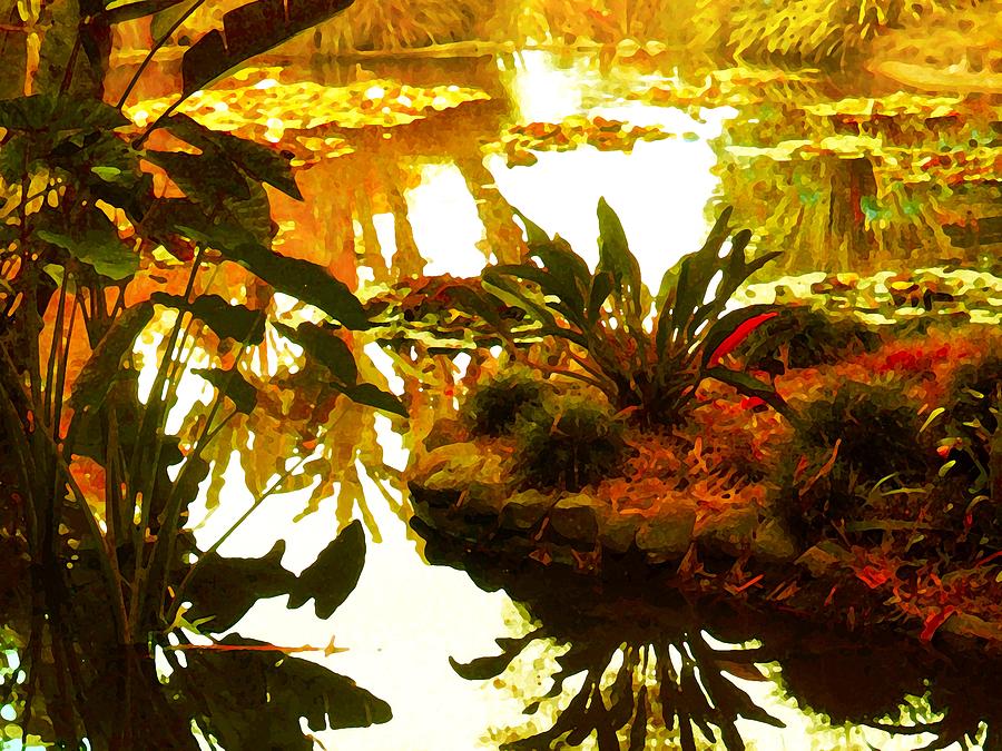 Tropical Water Garden Painting by Amy Vangsgard