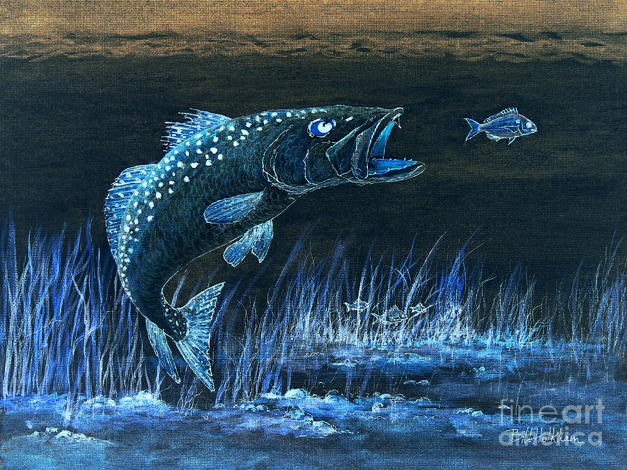 Trout Attack 1 In Blue Digital Art by Bill Holkham
