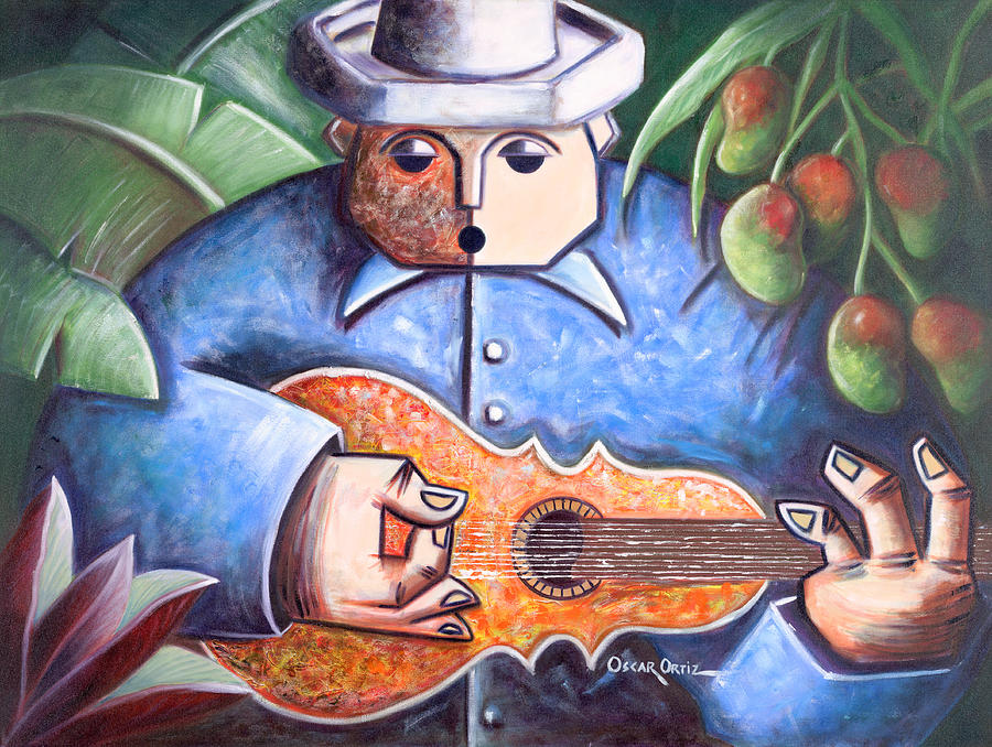 Trovador de mango bajito Painting by Oscar Ortiz
