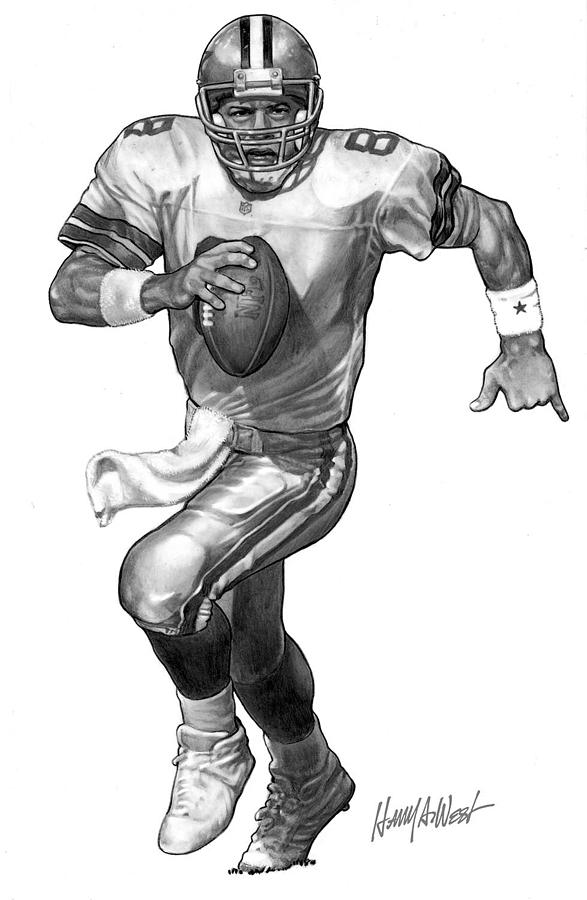 Troy Aikman Drawing - Troy Aikman by Harry West
