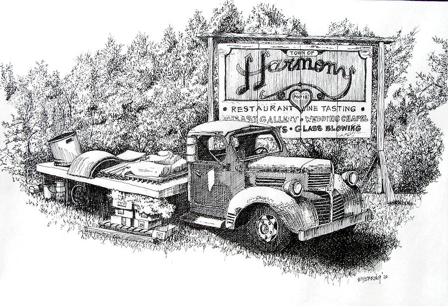 Car Drawing - Truck in Harmony by Ed Herring
