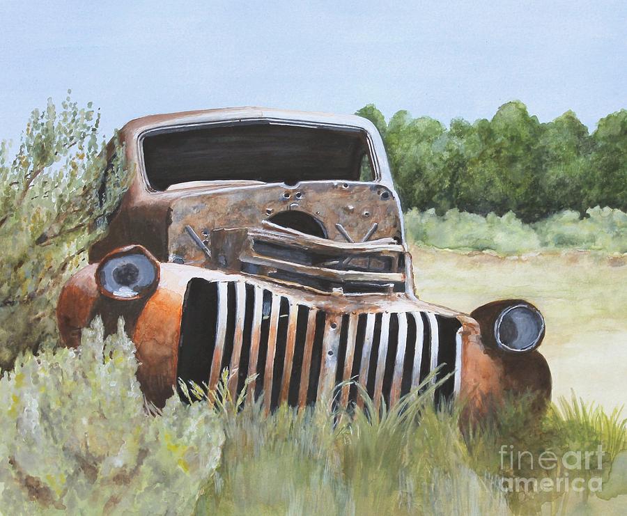 Transportation Painting - Truck Stop by Shirley Miller