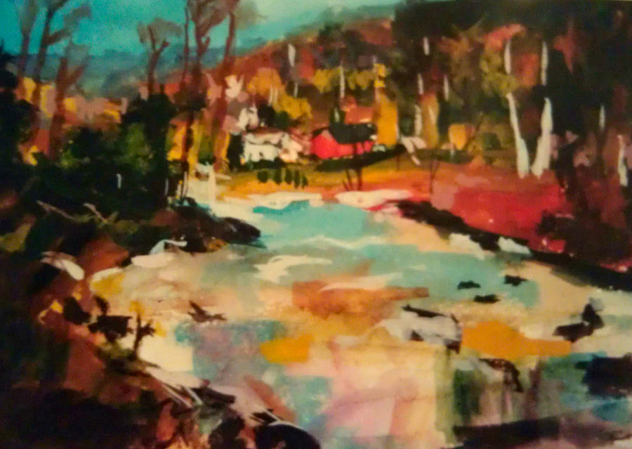 Truckee River Impression Painting by Kathy Stiber