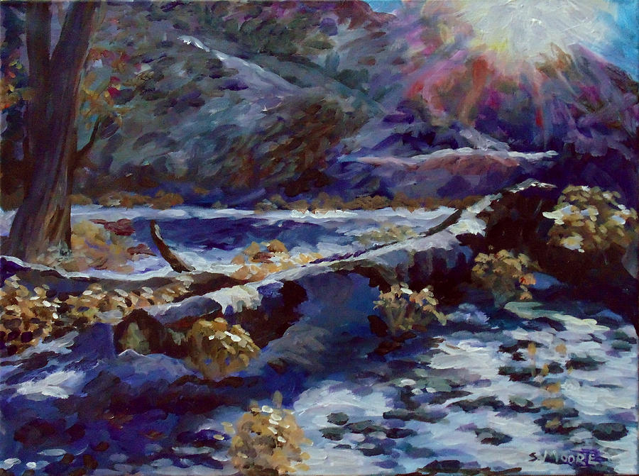 Truckee River Snow Tree Painting by Susan Moore Truckee River Snow Tree Painting by Susan Moore