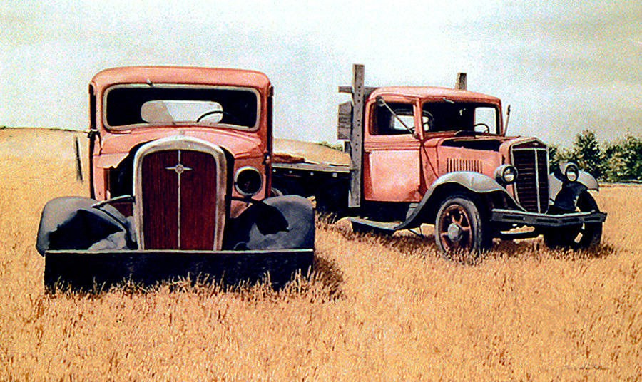 Trucks Painting by Tom Wooldridge