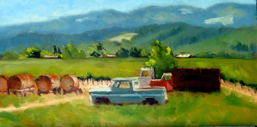 Mountain Painting - Trucks with a View by Char Wood