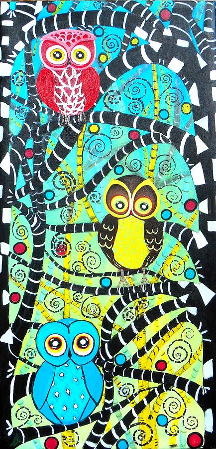 Trudys Owls Painting by Shirley Smith