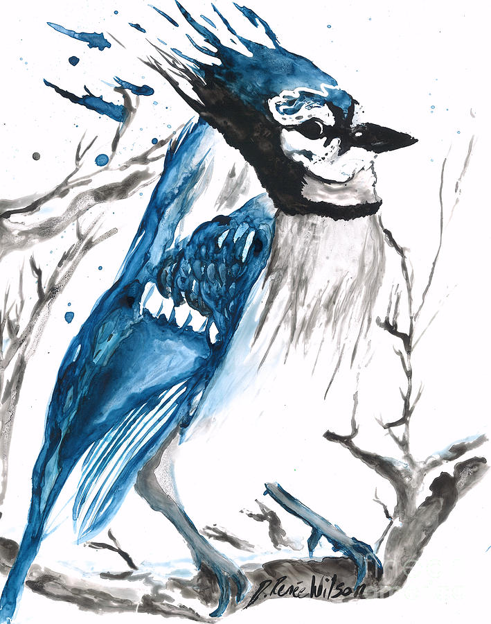 Blue Jay Painting - True Blue Jay by D Renee Wilson