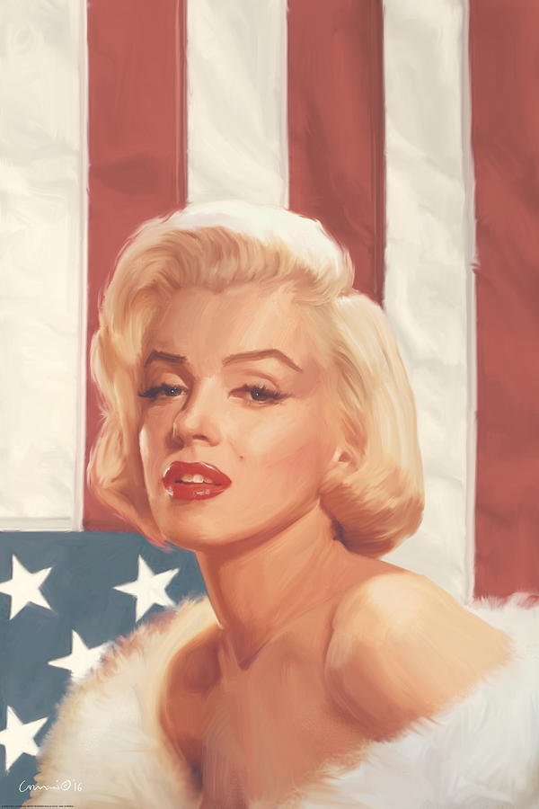 Marilyn Painting - True Blue Marilyn In Flag by Chris Consani