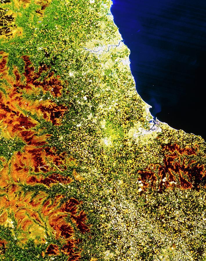 True-colour Satellite Image Of North-east England Photograph by Nrsc Ltd/science Photo Library