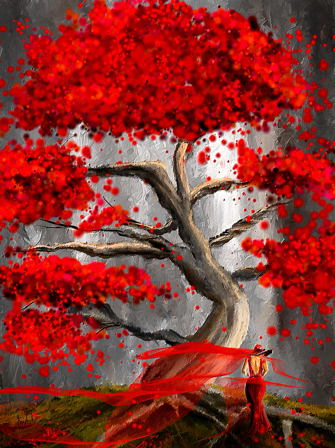 True Love Waits - Red And Gray Art Painting