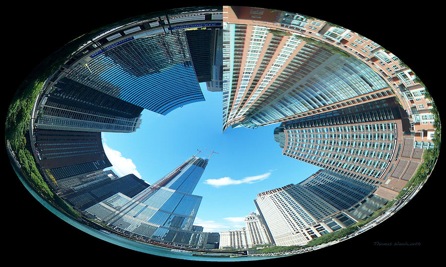 Chicago Photograph - Trump Tower Under Construction Polar View by Thomas Woolworth