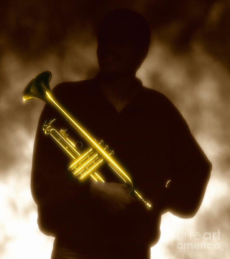 Man holding Trumpet 1 Photograph by Tony Cordoza