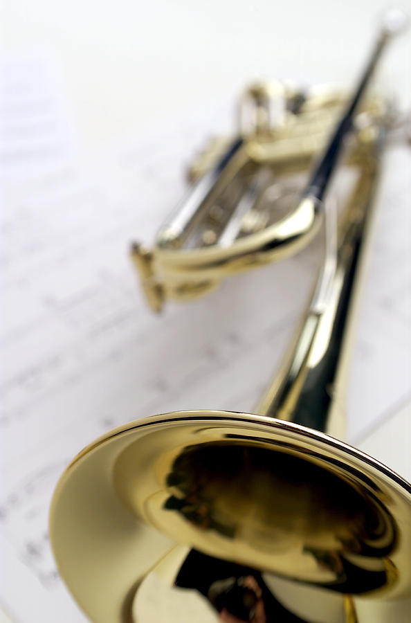 Trumpet on Music #1 Photograph by Jon Neidert