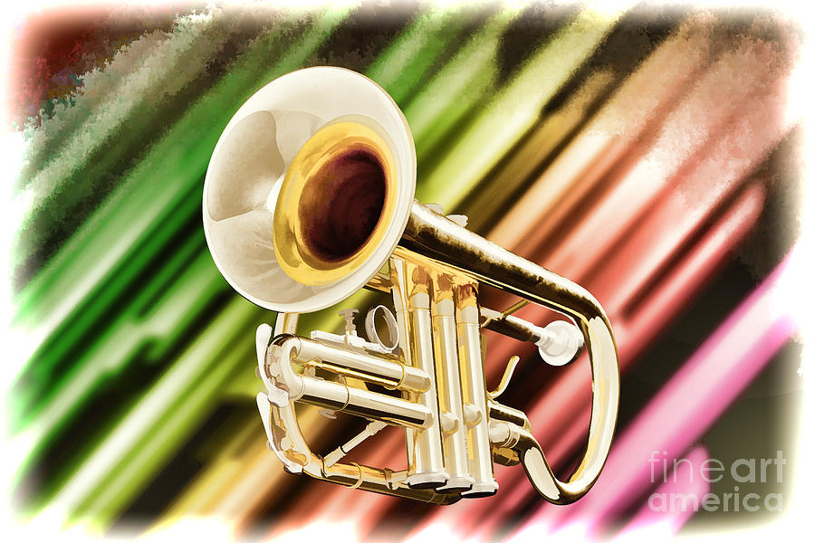 Trumpet Music Instrument Painting in Color 3223.02 Painting by M K Miller