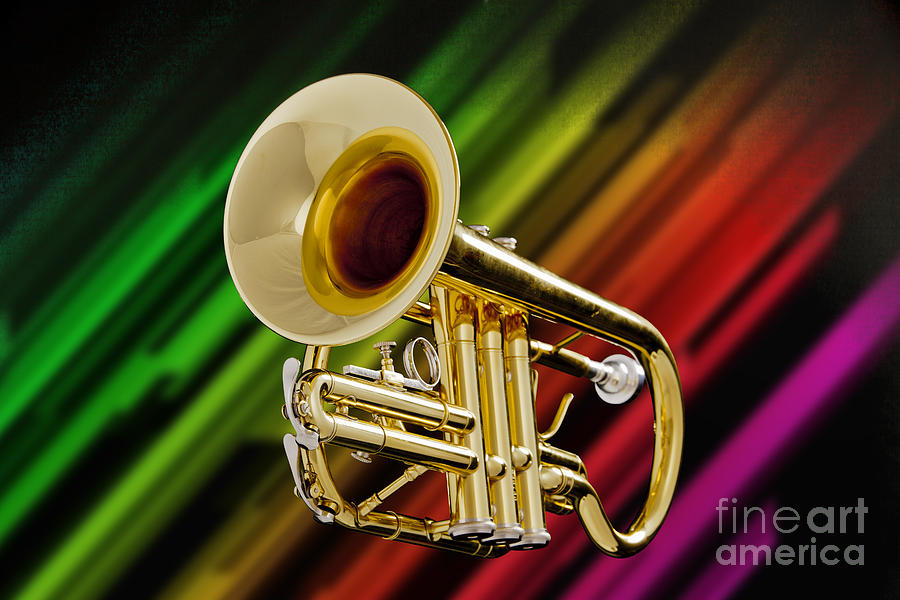 Trumpet Music Instrument Picture in Color 3224.02 Photograph by M K Miller