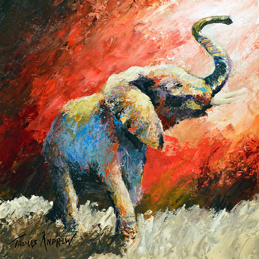 Elephant Painting - Trumpet to Glory by Thomas Andrew