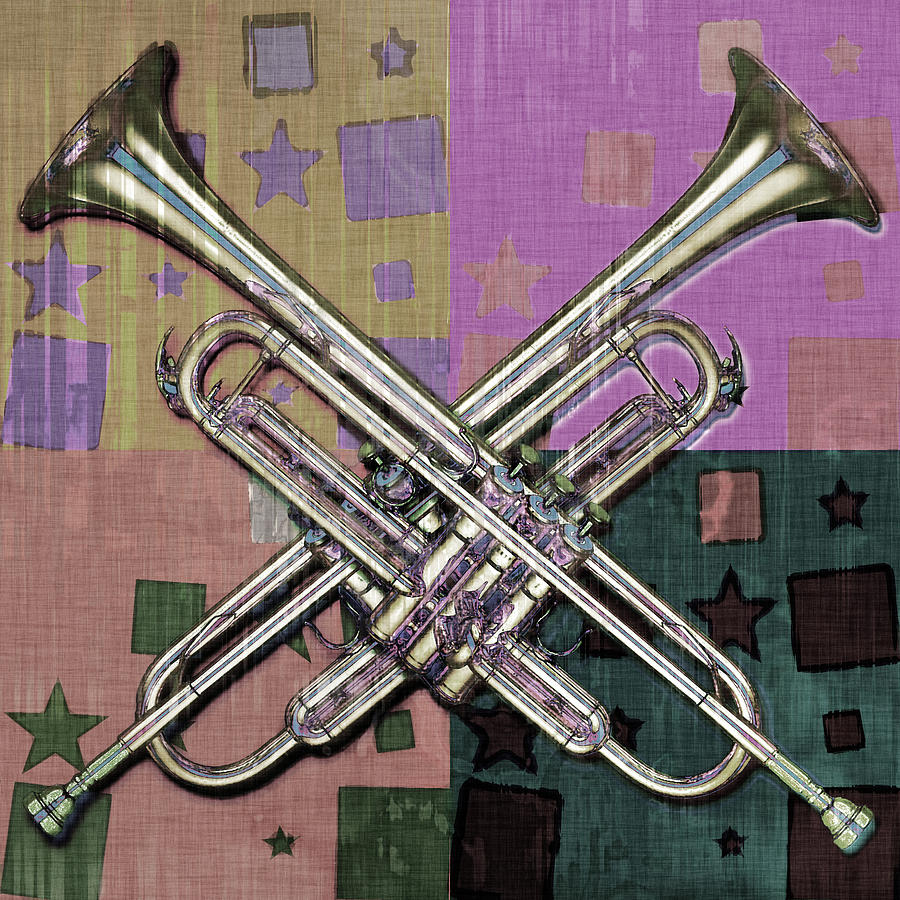 Trumpets and Stars Abstract Digital Art by David G Paul
