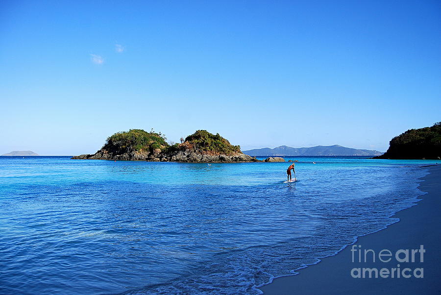 Trunk Bay Paddle Boarder in St John in the U. S. Virgin Islands Photograph by Catherine Sherman