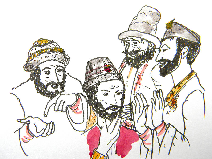 Tsar and Courtiers Drawing by Marwan George Khoury