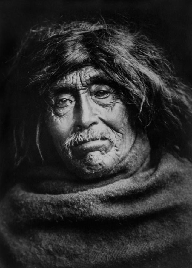 Edward Sheriff Curtis Photograph - Tsawatenok Indian Man circa 1914 by Aged Pixel
