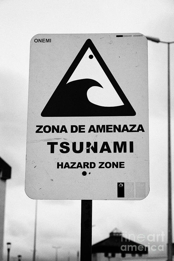 Tsunami hazard warning zone punta arenas Chile Photograph