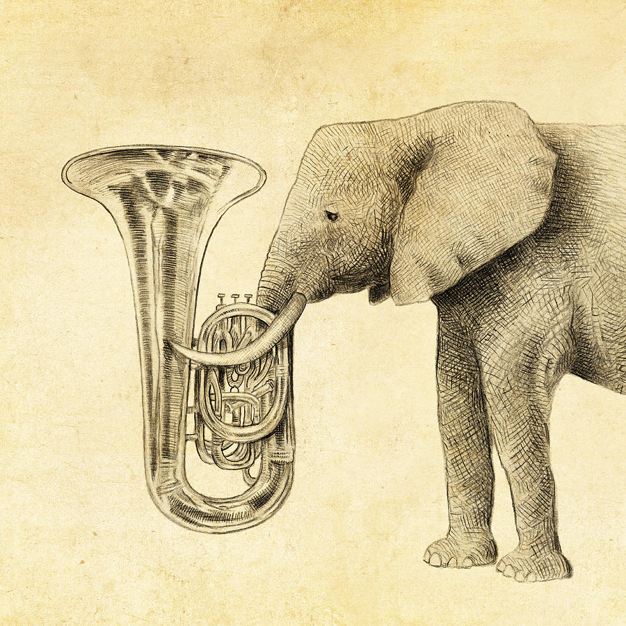 Tuba Drawing by Eric Fan