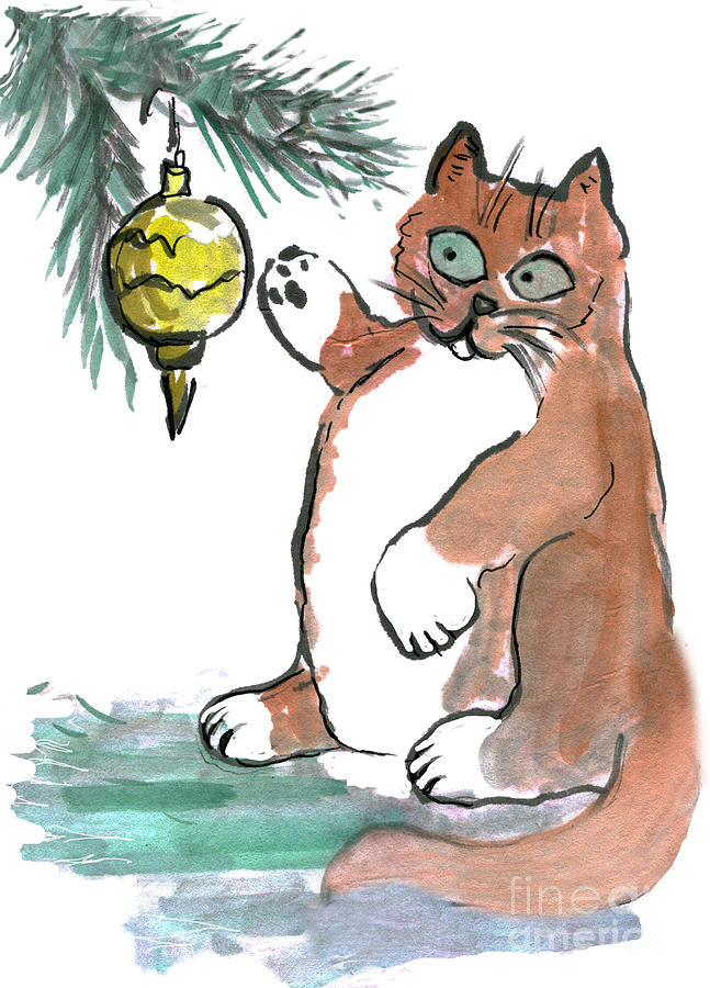 Tubby The Kitty Taps A Gold Ornament Painting