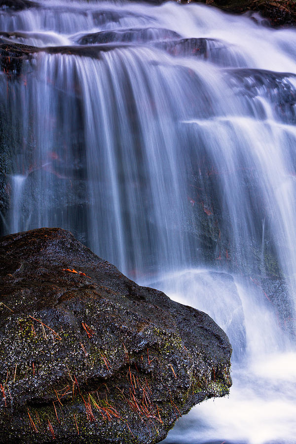 Tucker Brook Falls with Boulder. Photograph by Jeff Sinon