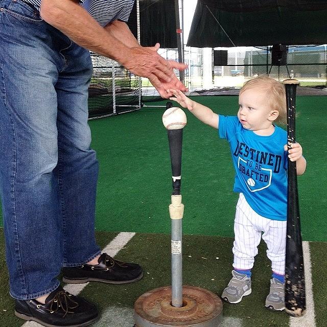 Bestfriends Photograph - Tucks First Batting Practice With Pop by Sarah Tucker