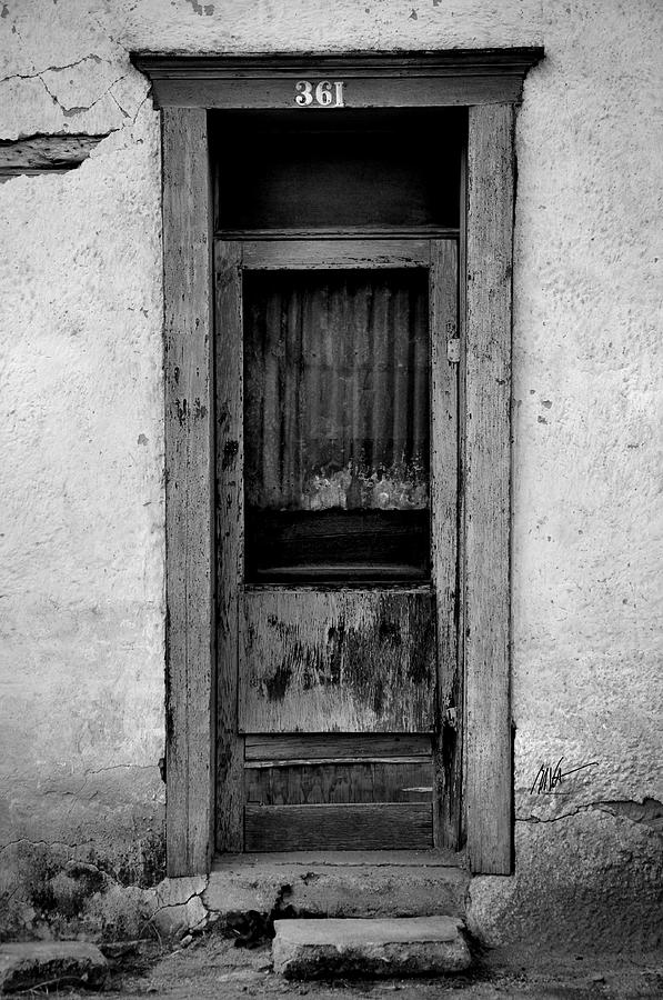 Tucson Barrio Doors - 361 in Black and White Photograph by Mark Valentine