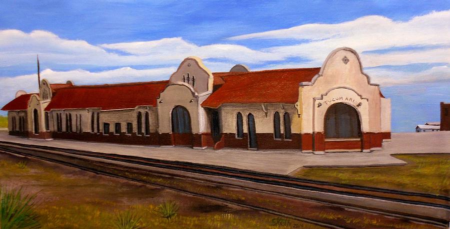 Tucumcari Train Depot Painting by Sheri Keith