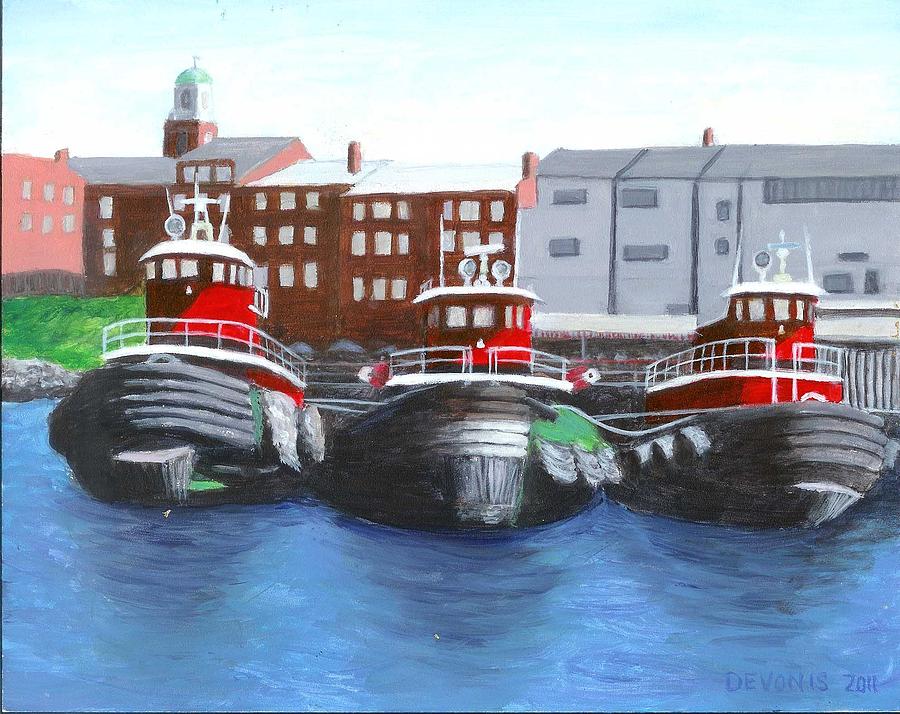 Tug Alley Painting by Elaine Devonis - Fine Art America