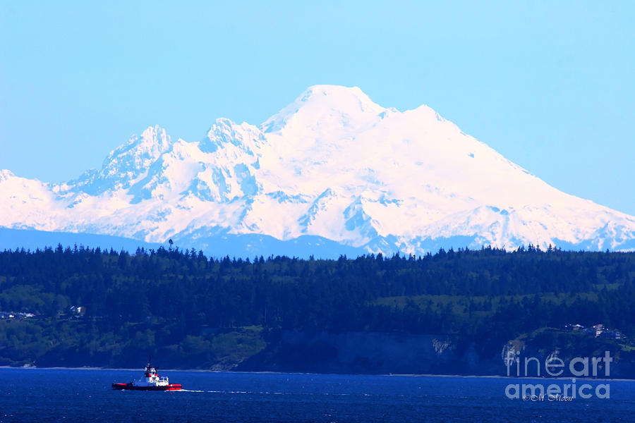 Tug with Mt Baker Photograph by Tap On Photo