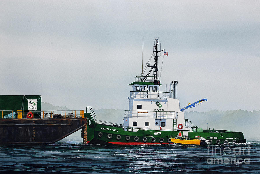Tugboat EMMETT FOSS Painting by James Williamson