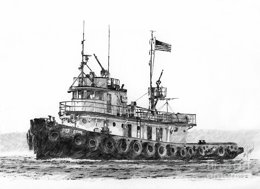 Tugboat IVER FOSS Drawing by James Williamson