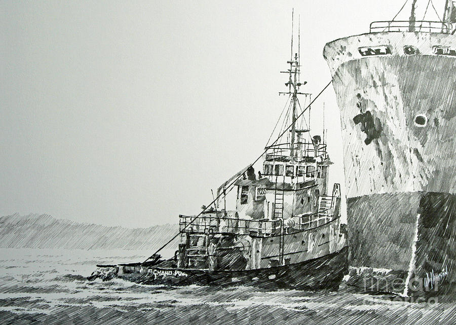 Tugboat RICHARD FOSS Drawing by James Williamson