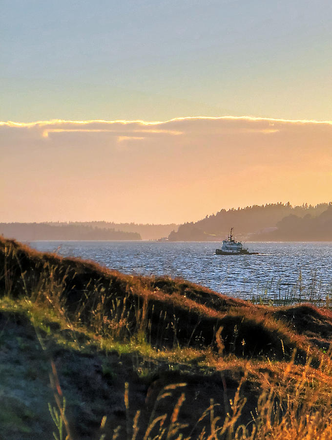 Tugboat Twilight - Chambers Bay Golf Course Photograph by Chris Anderson