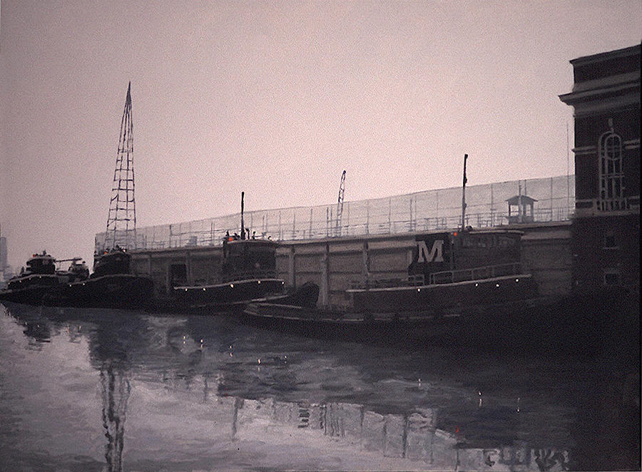 Tugs of December Painting by David Zimmerman