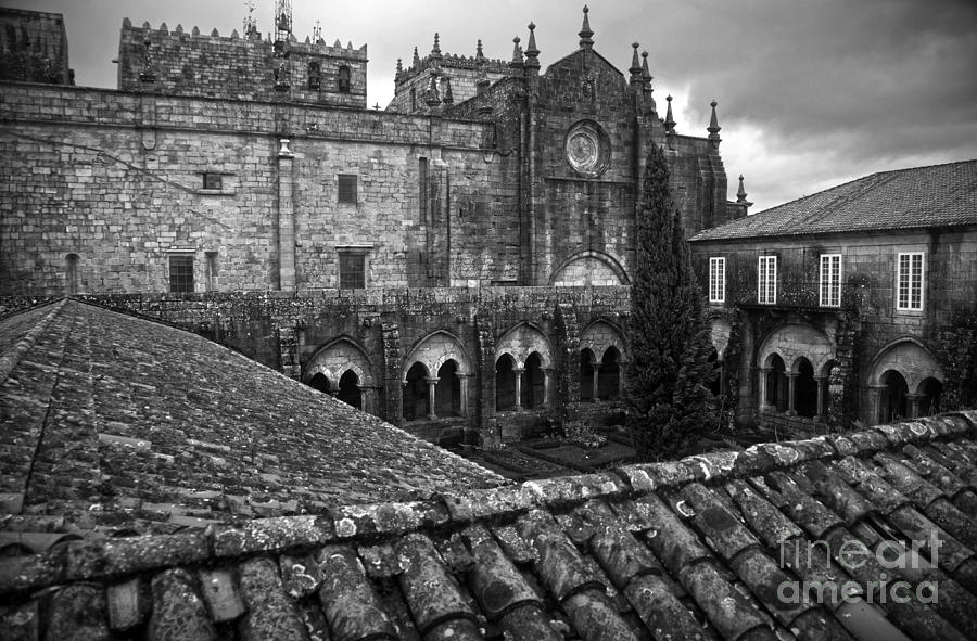 Romanesque Photograph - Tui Cathedral Cloister BW by RicardMN Photography