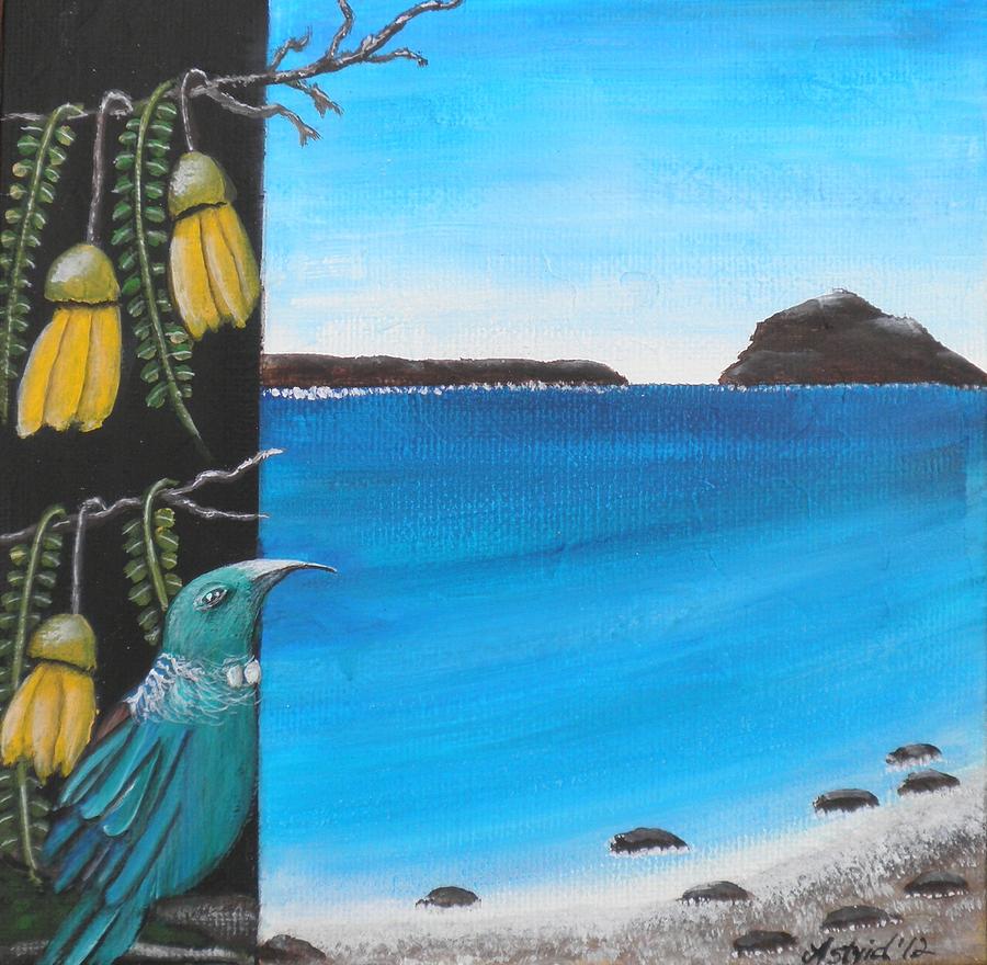 Tui under Kowhai Painting by Astrid Rosemergy - Pixels